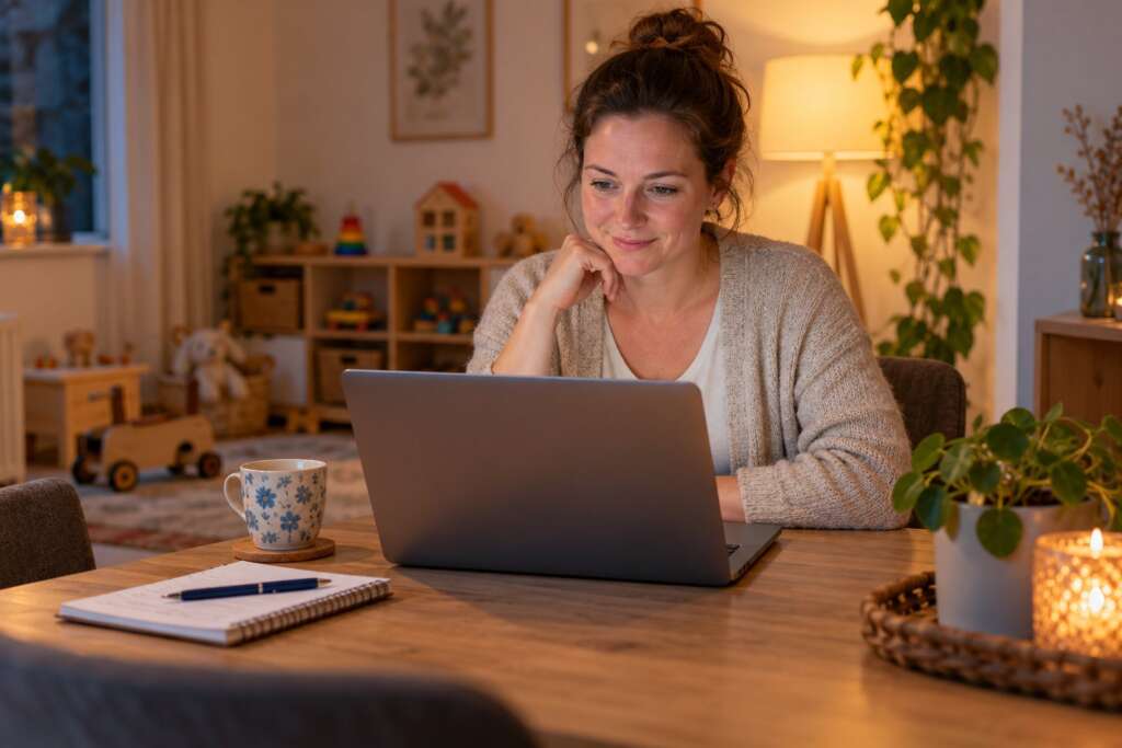 Toekomstige gastouder volgt 's avonds thuis een online opleiding